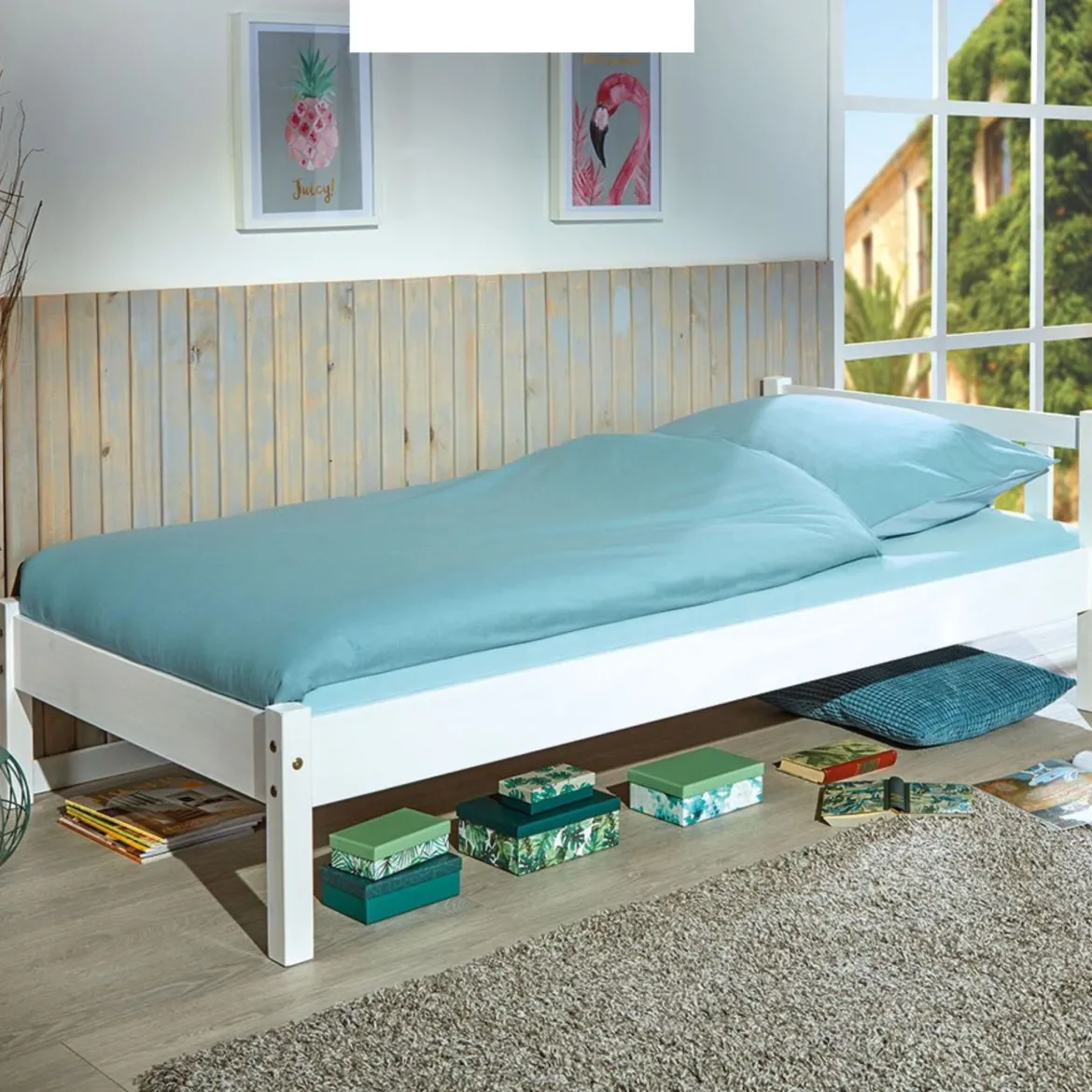 Lit enfant en bois massif blanc - LT12001