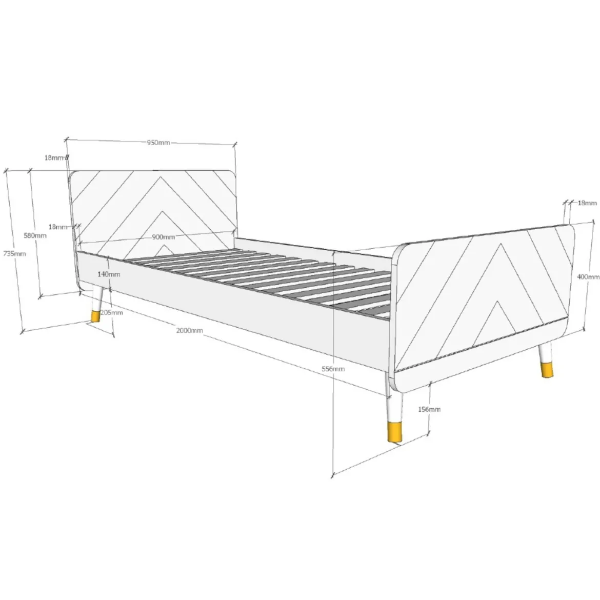 Lit enfant en bois massif 90x200 - LI2031