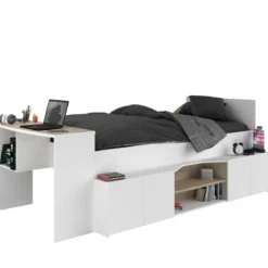 Lit enfant 90x190/200 avec bureau et rangements