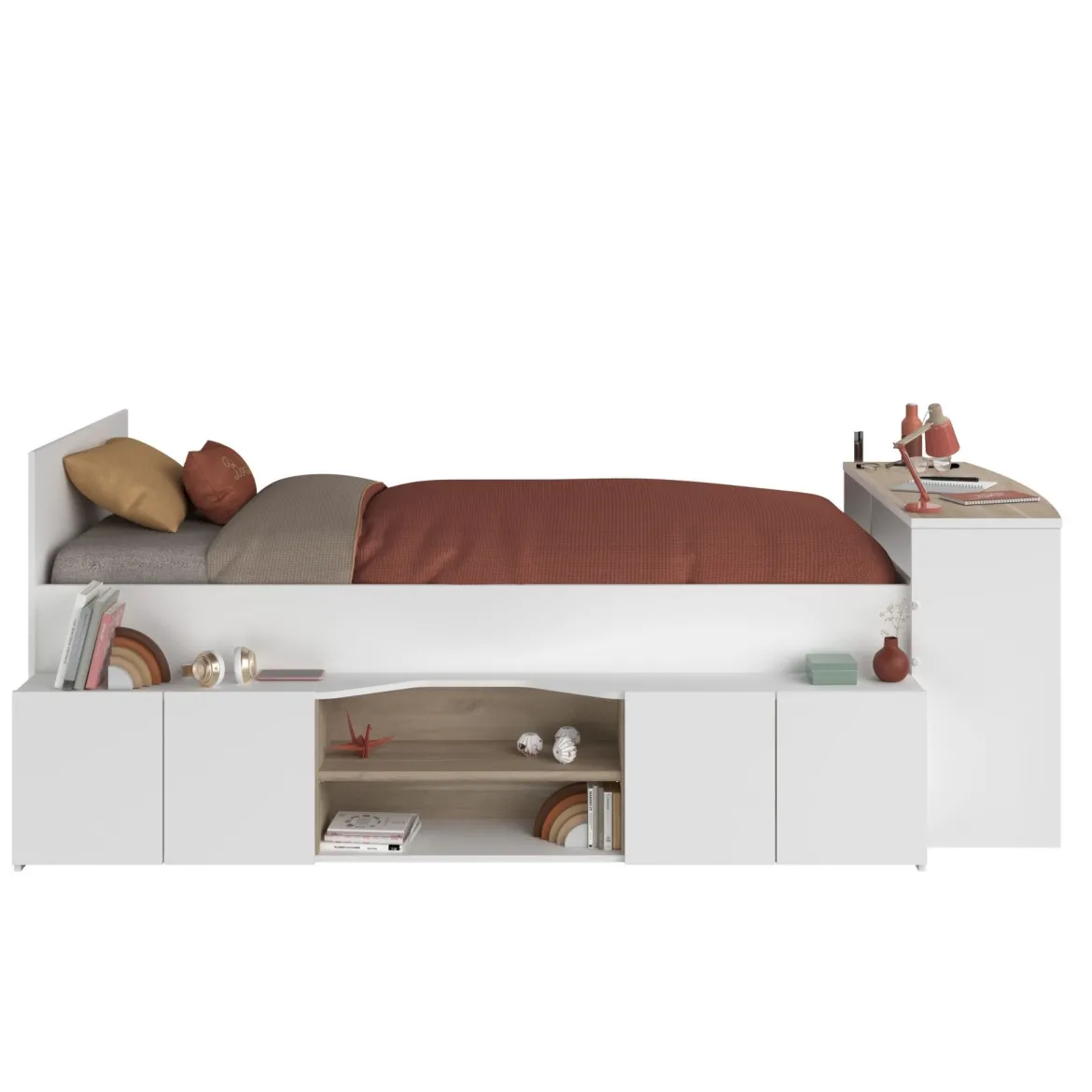Lit enfant 90x190/200 avec bureau et rangements