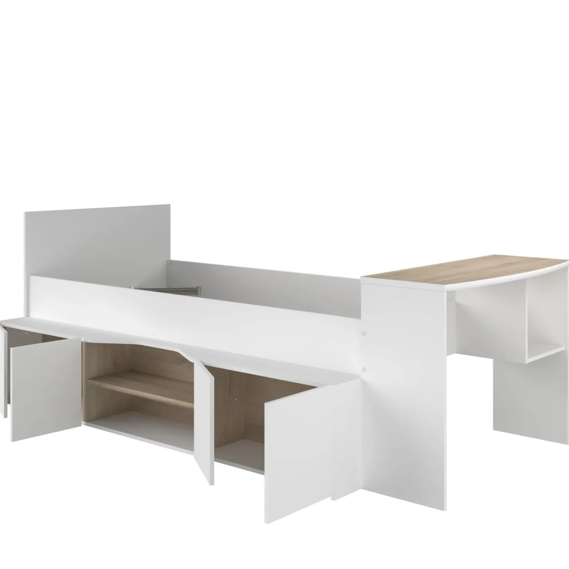 Lit enfant 90x190/200 avec bureau et rangements