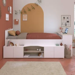 Lit enfant 90x190/200 avec bureau et rangements