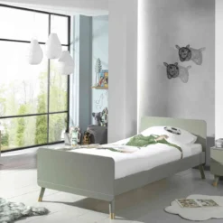 Lit enfant 90x200 en bois massif + chevet enfant 2 tiroirs - CB2031