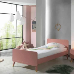 Lit enfant 90x200 en bois massif + chevet enfant 2 tiroirs - CB2031