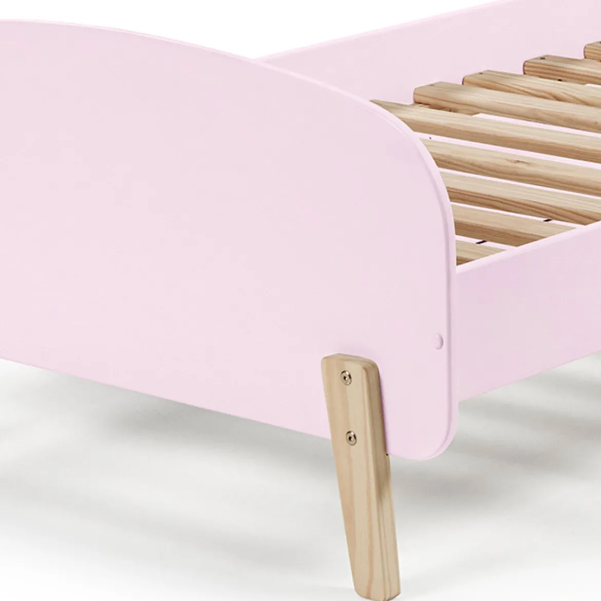 Lit enfant 90x200 rose avec sommier - Terre de Nuit