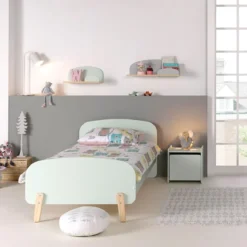 Lit enfant 90x200 vert menthe avec sommier
