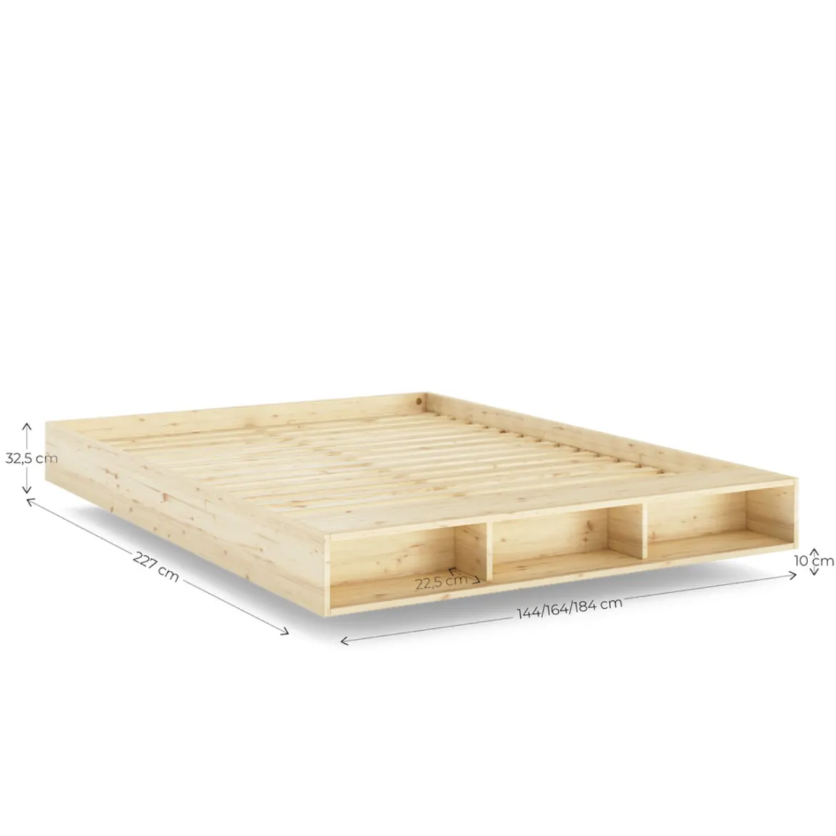 Lit en pin massif avec rangements MERGE