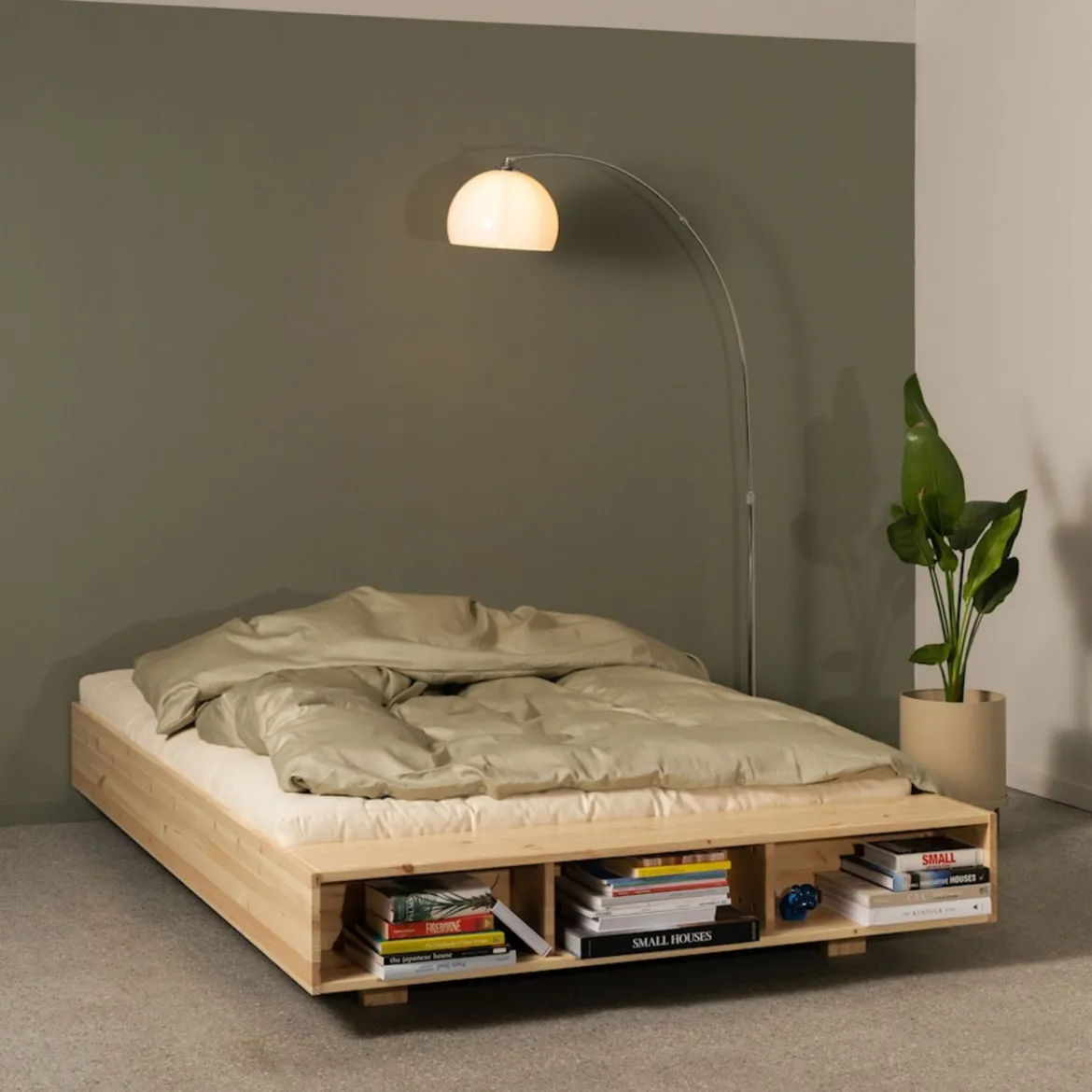 Lit en pin massif avec rangements MERGE