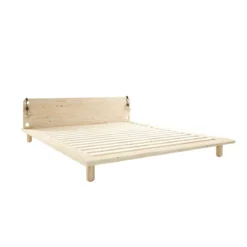Lit en pin massif naturel PEEK BED + matelas futon COMFORT écru