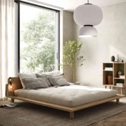 Lit en pin massif naturel PEEK BED + matelas futon COMFORT écru