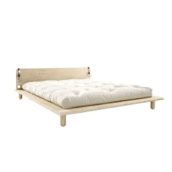 Lit en pin massif naturel PEEK BED + matelas futon COMFORT écru