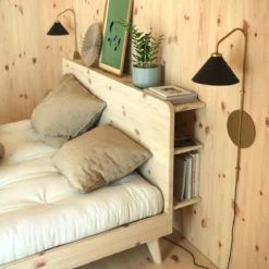 Lit en pin massif RETREAT BED bois clair + matelas futon COMFORT écru