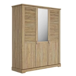 Lit et armoire en bois clair - LT5079