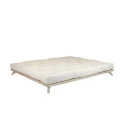 Lit futon SENZA en bois massif naturel + matelas futon COMFORT écru