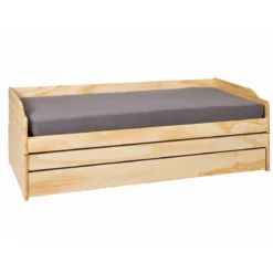 Lit gigogne 3 couchages en bois massif chêne clair 90x200 - LT12015