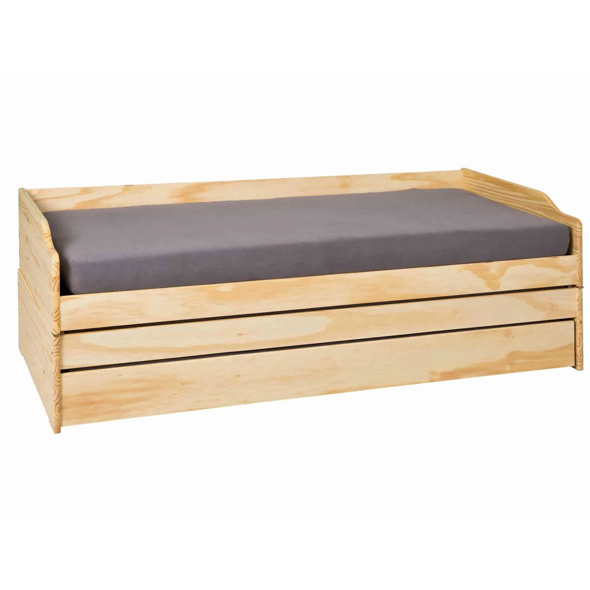 Lit gigogne 3 couchages en bois massif chêne clair 90x200 - LT12015