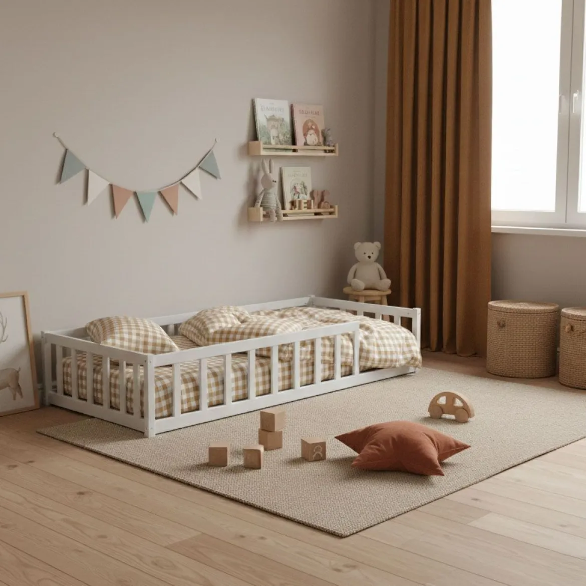 Lit inspiration Montessori enfant à barreaux