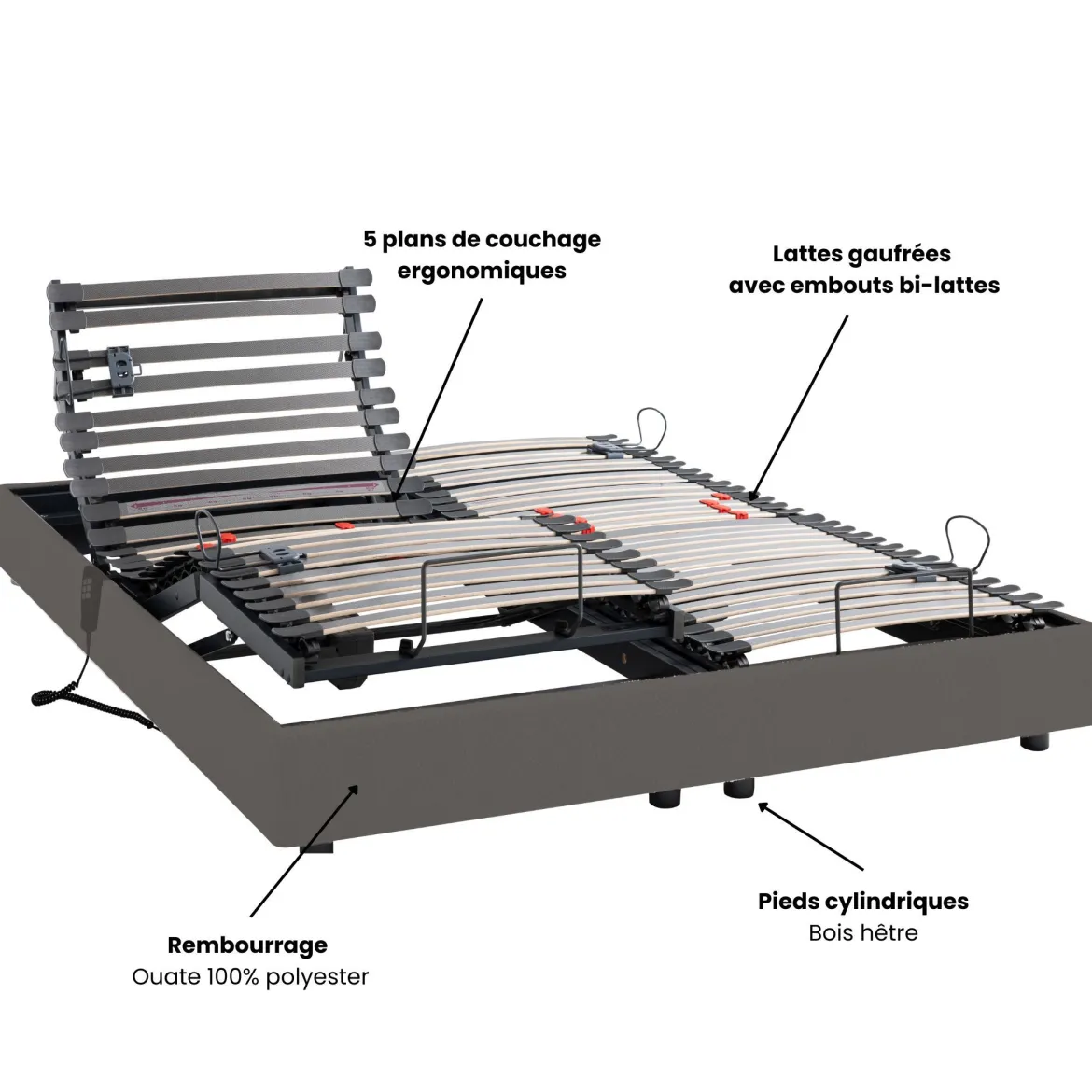 Lit électrique de relaxation avec 5 plans de couchage Horizon