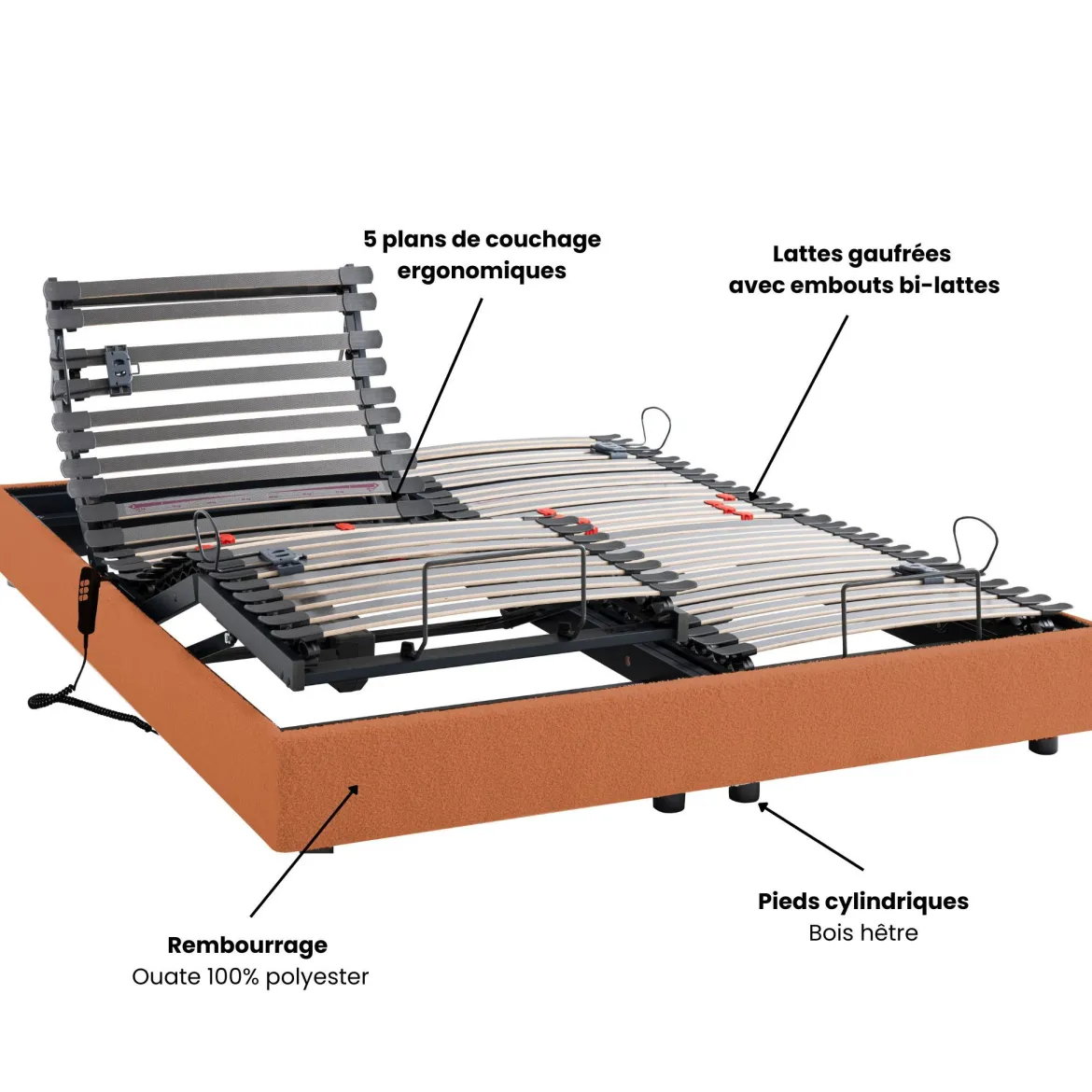 Lit électrique de relaxation avec 5 plans de couchage Horizon