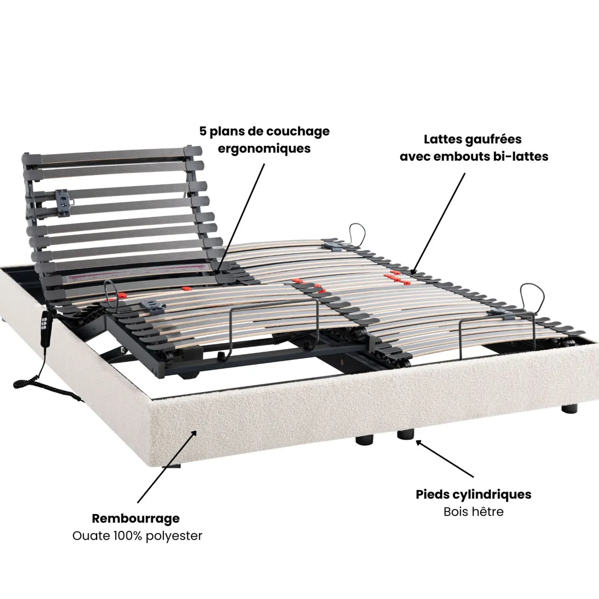 Lit électrique de relaxation avec 5 plans de couchage Horizon