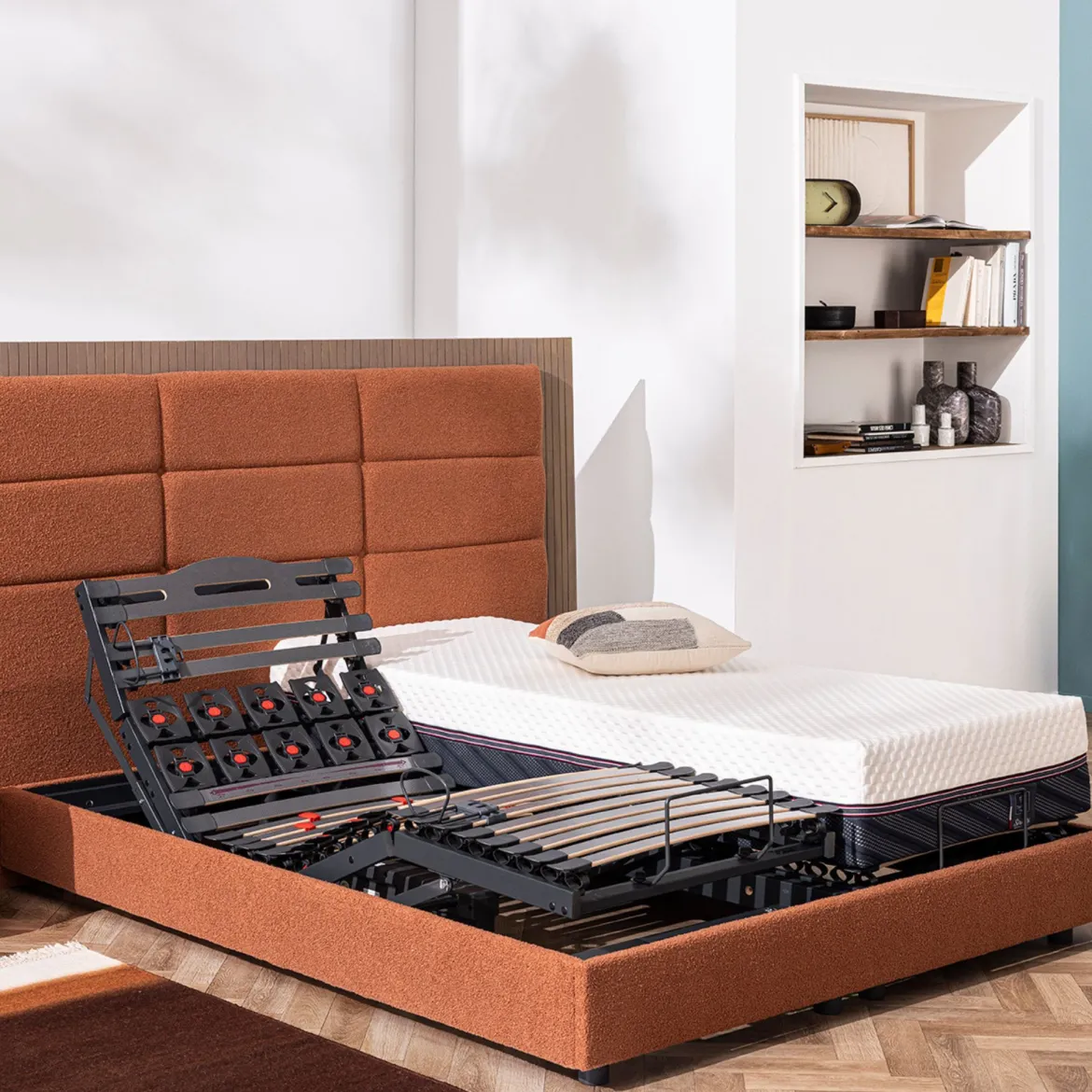 Lit électrique de relaxation avec kit déco tissu bouclette - Plénitude