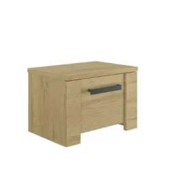 Lit led sensitive avec 2 chevets en bois clair - LT5082