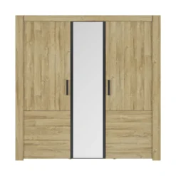 Lit led sensitive et armoire en bois clair - LT5084