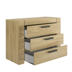 Lit led sensitive et commode en bois clair - LT5083