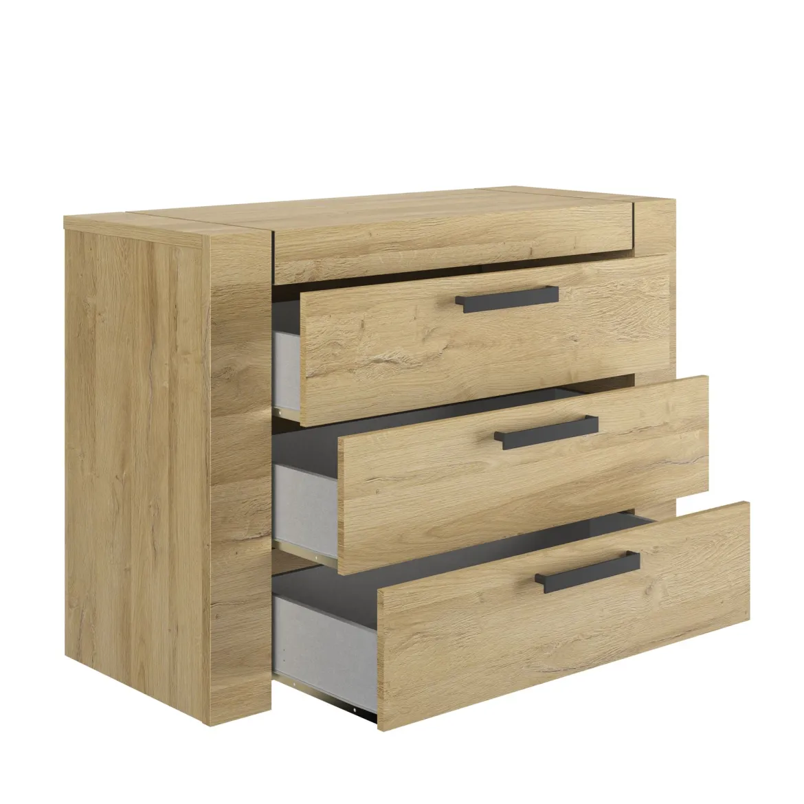Lit led sensitive et commode en bois clair - LT5083