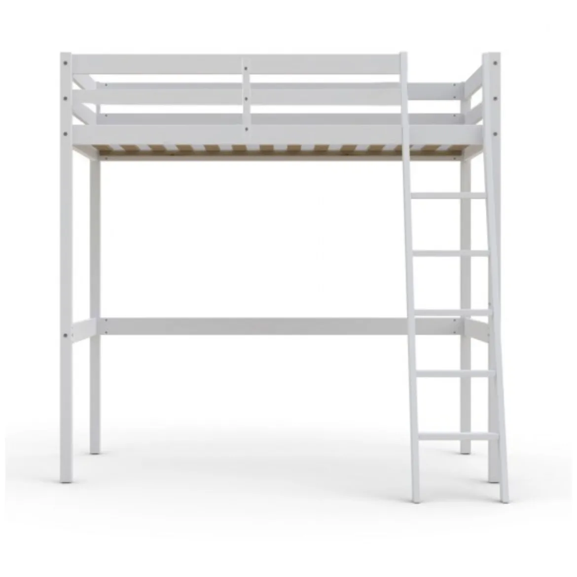 Lit mezzanine en bois massif blanc - LT14036