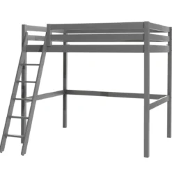 Lit mezzanine enfant en bois massif gris - LT2044