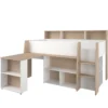 Lit mezzanine enfant 90x200 bois avec bureau escamotable et rangements - Terre de Nuit