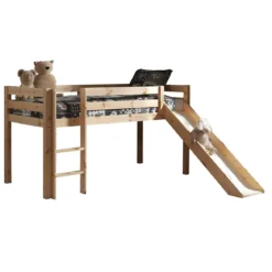 Lit mi-hauteur avec toboggan 90x200