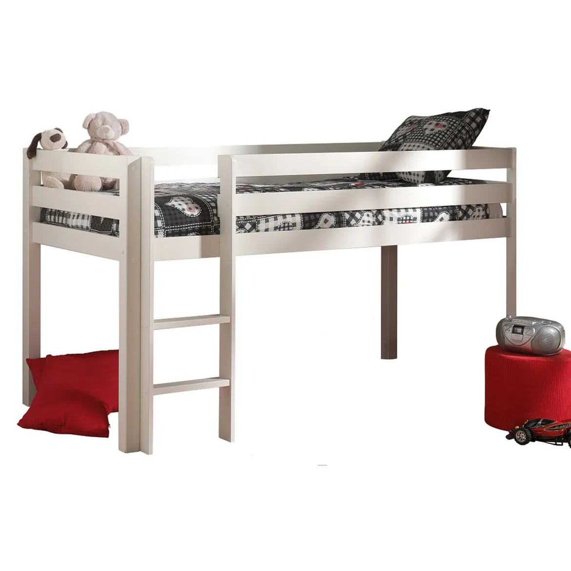 Lit mi-hauteur en pin massif 90x200