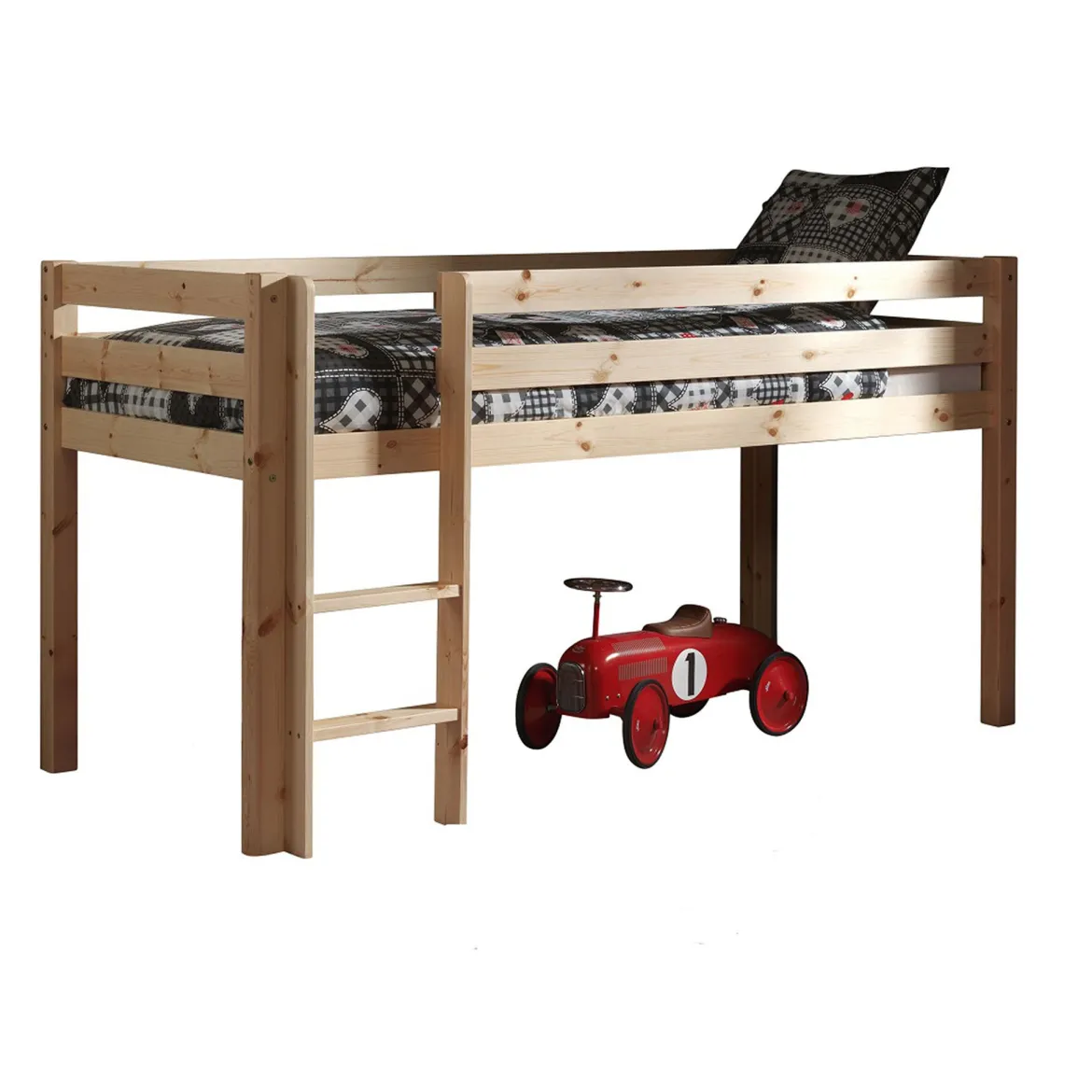 Lit mi-hauteur en pin massif 90x200