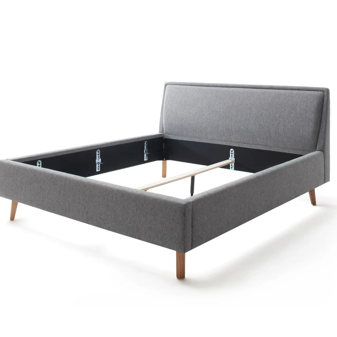 Lit rembourré en tissu avec tête de lit lisse - LT8003