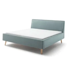 Lit rembourré en tissu avec tête de lit lisse - LT8003