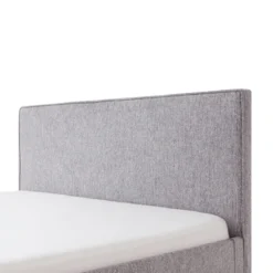Lit revêtement tissu et pieds en bois massif gris - LT8008