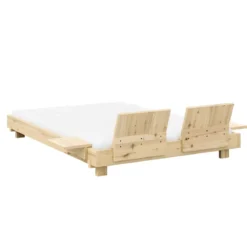 Lit SOCIAL BED en pin massif naturel avec dossiers et 2 tables de chevet