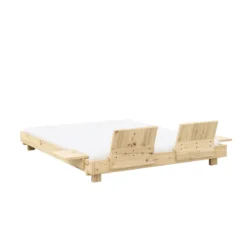 Lit SOCIAL BED en pin massif naturel avec dossiers et 2 tables de chevet