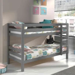 Lit superposé enfant en bois massif 90x200 cm - LT2041