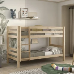 Lit superposé enfant en bois massif 90x200 cm - LT2041