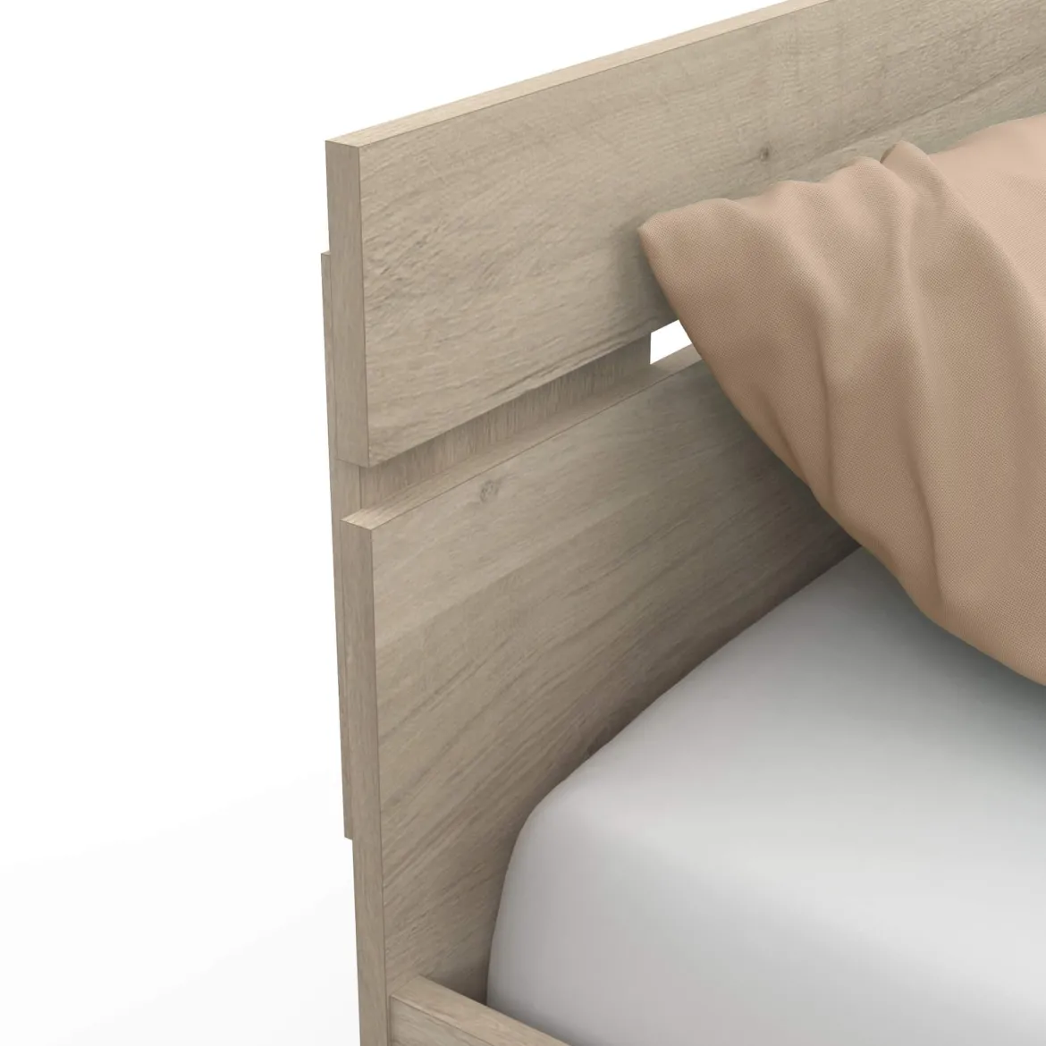 Lit tiroir avec niche de rangement en bois imitation chêne kronberg - LT202