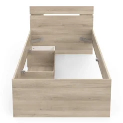Lit tiroir avec niche de rangement en bois imitation chêne kronberg - LT202