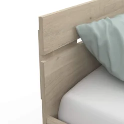 Lit tiroir avec niche de rangement en bois imitation chêne kronberg - LT202