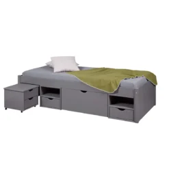 Lit tiroir enfant en bois massif avec chevets intégrés 90x200 - LT12013