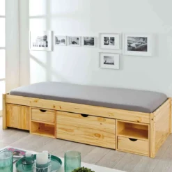 Lit tiroir enfant en bois massif avec chevets intégrés 90x200 - LT12013