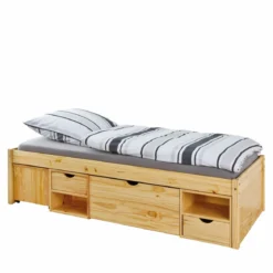 Lit tiroir enfant en bois massif avec chevets intégrés 90x200 - LT12013