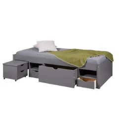 Lit tiroir enfant en bois massif avec chevets intégrés 90x200 - LT12013