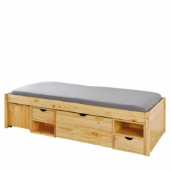 Lit tiroir enfant en bois massif avec chevets intégrés 90x200 - LT12013